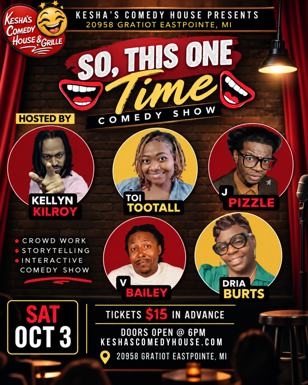 10/3 “So This One Time….” Comedy Show